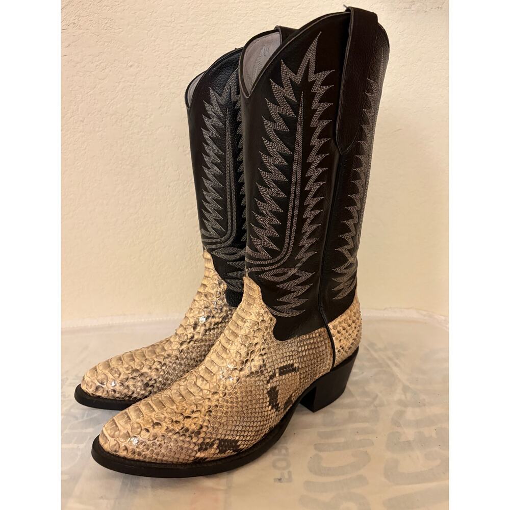 Handcrafted Mexico Size 9.5 Exotic Python Western… - image 1